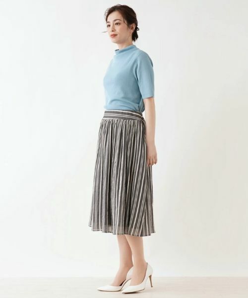 Leilian PLUS HOUSE / レリアンプラスハウス ミニ・ひざ丈スカート | 【セットアップ対応商品】ストライプ柄スカート【Leilian the week】 | 詳細2