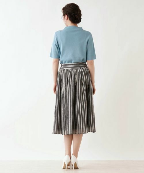 Leilian PLUS HOUSE / レリアンプラスハウス ミニ・ひざ丈スカート | 【セットアップ対応商品】ストライプ柄スカート【Leilian the week】 | 詳細3