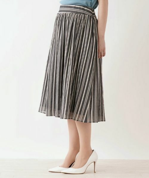 Leilian PLUS HOUSE / レリアンプラスハウス ミニ・ひざ丈スカート | 【セットアップ対応商品】ストライプ柄スカート【Leilian the week】 | 詳細4