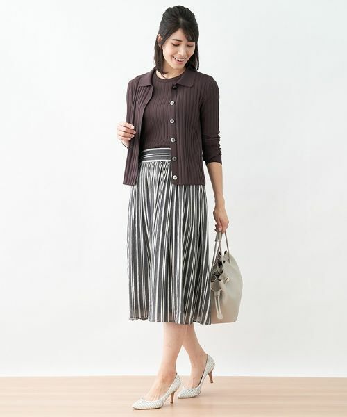 Leilian PLUS HOUSE / レリアンプラスハウス ミニ・ひざ丈スカート | 【セットアップ対応商品】ストライプ柄スカート【Leilian the week】 | 詳細9