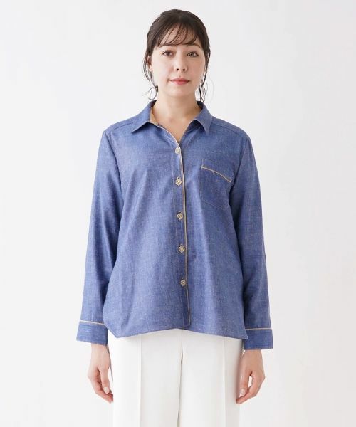 Leilian PLUS HOUSE / レリアンプラスハウス シャツ・ブラウス | 配色トリムデニムシャツ | 詳細4