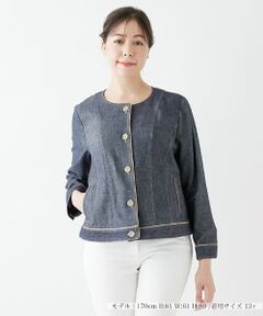 Leilian PLUS HOUSE / レリアンプラスハウス テーラードジャケット | 綿麻ノーカラージャケット