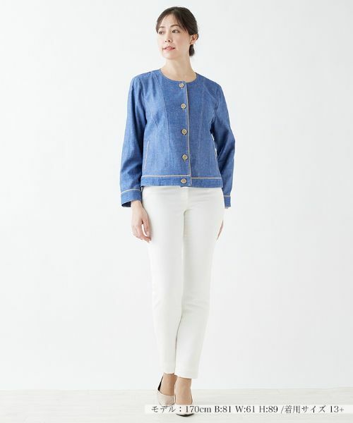 Leilian PLUS HOUSE / レリアンプラスハウス テーラードジャケット | 綿麻ノーカラージャケット | 詳細2