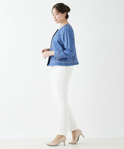 Leilian PLUS HOUSE / レリアンプラスハウス テーラードジャケット | 綿麻ノーカラージャケット | 詳細3