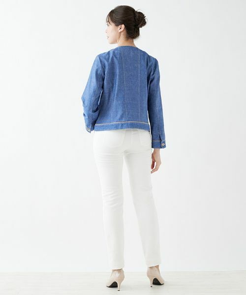 Leilian PLUS HOUSE / レリアンプラスハウス テーラードジャケット | 綿麻ノーカラージャケット | 詳細4