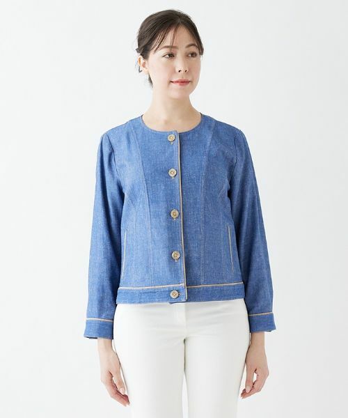 Leilian PLUS HOUSE / レリアンプラスハウス テーラードジャケット | 綿麻ノーカラージャケット | 詳細5