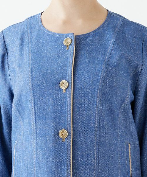 Leilian PLUS HOUSE / レリアンプラスハウス テーラードジャケット | 綿麻ノーカラージャケット | 詳細8