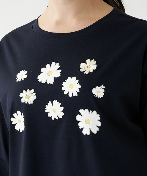 Leilian PLUS HOUSE / レリアンプラスハウス Tシャツ | 花柄モチーフ　ロングTシャツ【プラス企画】 | 詳細6