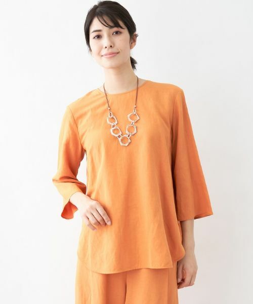 レリアン　七分袖チュニック 店舗人気】レース刺繍七分袖カットソー【Leilian WHITE LABEL