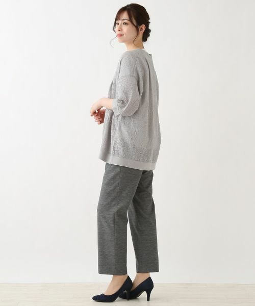 Leilian PLUS HOUSE / レリアンプラスハウス カーディガン・ボレロ | レリーフ柄Vネック7分袖カーディガン | 詳細2
