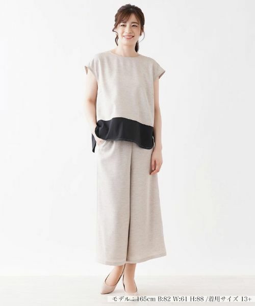 Leilian PLUS HOUSE / レリアンプラスハウス シャツ・ブラウス | 配色フレンチスリーブブラウス | 詳細1