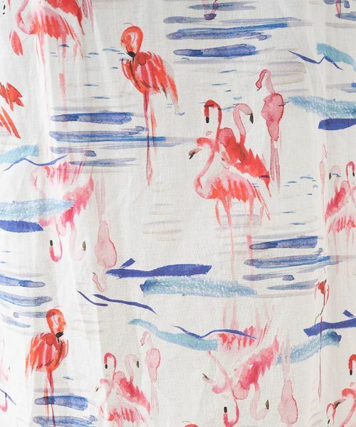Leilian PLUS HOUSE / レリアンプラスハウス ミニ・ひざ丈スカート | スリット入りフラミンゴ柄タイトスカート | 詳細10