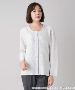 Leilian PLUS HOUSE / レリアンプラスハウス カーディガン・ボレロ | フラワー刺繍クルーネックカーディガン【CORSINI & PROTI】