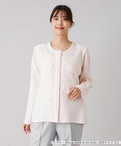 Leilian PLUS HOUSE / レリアンプラスハウス カーディガン・ボレロ | フラワー刺繍クルーネックカーディガン【CORSINI & PROTI】