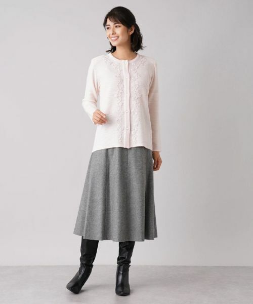 Leilian PLUS HOUSE / レリアンプラスハウス カーディガン・ボレロ | フラワー刺繍クルーネックカーディガン【CORSINI & PROTI】 | 詳細15