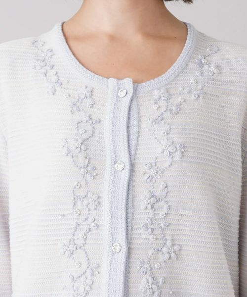 Leilian PLUS HOUSE / レリアンプラスハウス カーディガン・ボレロ | フラワー刺繍クルーネックカーディガン【CORSINI & PROTI】 | 詳細7