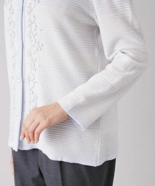 Leilian PLUS HOUSE / レリアンプラスハウス カーディガン・ボレロ | フラワー刺繍クルーネックカーディガン【CORSINI & PROTI】 | 詳細9