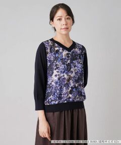 Leilian PLUS HOUSE / レリアンプラスハウス ニット・セーター | 異素材コンビプルオーバーニット