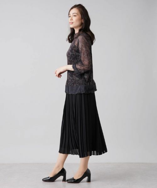 Leilian PLUS HOUSE / レリアンプラスハウス カットソー | シアーペイズリープリントハイネックカットソー【パワーネット】 | 詳細2