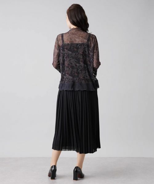 Leilian PLUS HOUSE / レリアンプラスハウス カットソー | シアーペイズリープリントハイネックカットソー【パワーネット】 | 詳細3