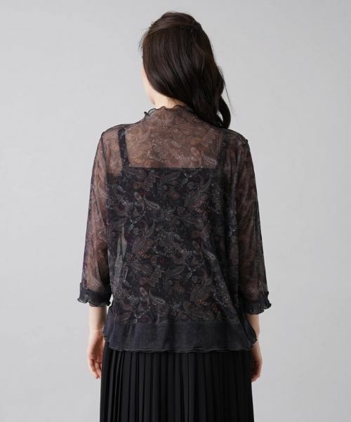 Leilian PLUS HOUSE / レリアンプラスハウス カットソー | シアーペイズリープリントハイネックカットソー【パワーネット】 | 詳細6