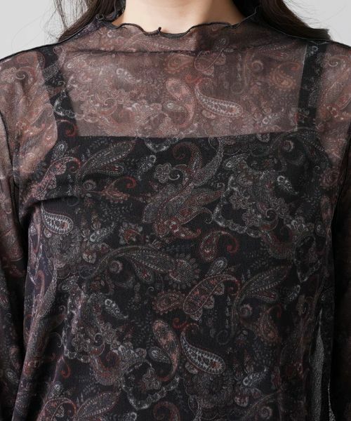 Leilian PLUS HOUSE / レリアンプラスハウス カットソー | シアーペイズリープリントハイネックカットソー【パワーネット】 | 詳細7