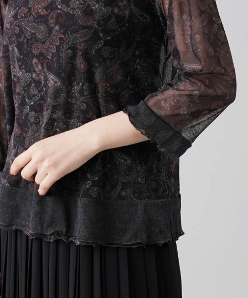 Leilian PLUS HOUSE / レリアンプラスハウス カットソー | シアーペイズリープリントハイネックカットソー【パワーネット】 | 詳細8