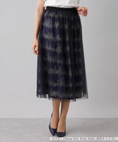 Leilian PLUS HOUSE / レリアンプラスハウス ミニ・ひざ丈スカート | 総柄プリントフレアスカート