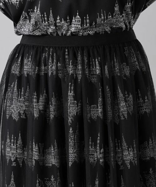 Leilian PLUS HOUSE / レリアンプラスハウス ミニ・ひざ丈スカート | 総柄プリントフレアスカート | 詳細10