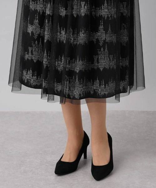 Leilian PLUS HOUSE / レリアンプラスハウス ミニ・ひざ丈スカート | 総柄プリントフレアスカート | 詳細11