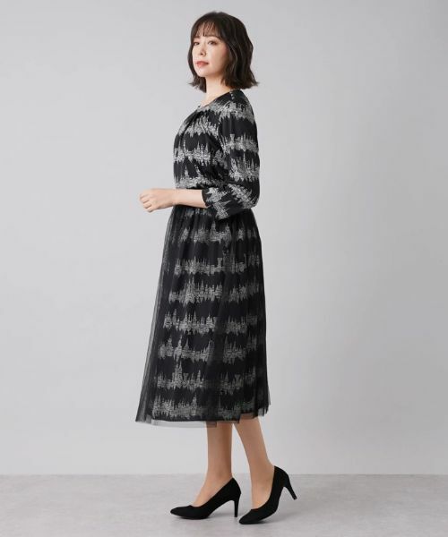 Leilian PLUS HOUSE / レリアンプラスハウス ミニ・ひざ丈スカート | 総柄プリントフレアスカート | 詳細3