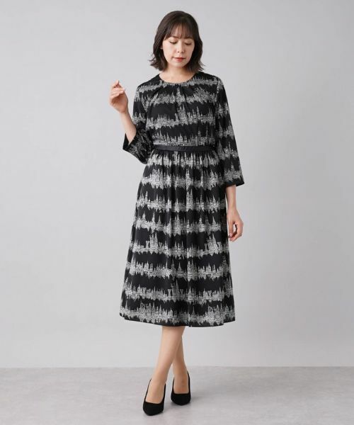 Leilian PLUS HOUSE / レリアンプラスハウス ミニ・ひざ丈スカート | 総柄プリントフレアスカート | 詳細5