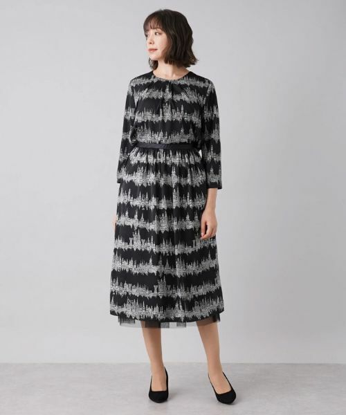 Leilian PLUS HOUSE / レリアンプラスハウス ミニ・ひざ丈スカート | 総柄プリントフレアスカート | 詳細6