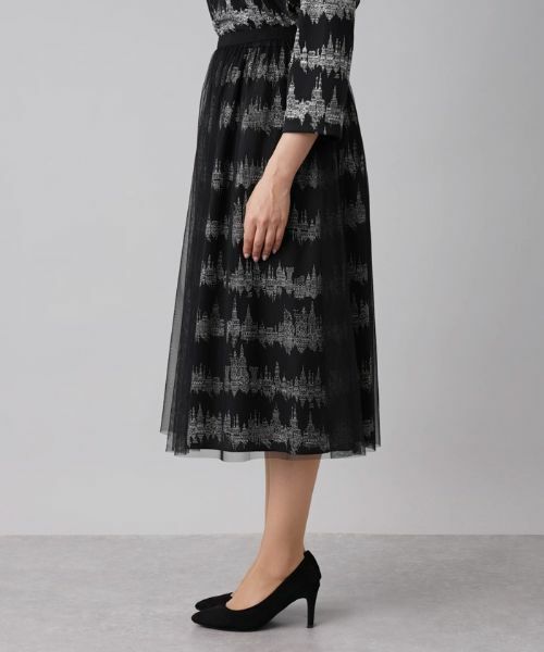 Leilian PLUS HOUSE / レリアンプラスハウス ミニ・ひざ丈スカート | 総柄プリントフレアスカート | 詳細8