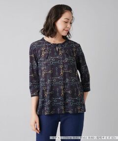 Leilian PLUS HOUSE / レリアンプラスハウス カットソー | ビットプリントトップス