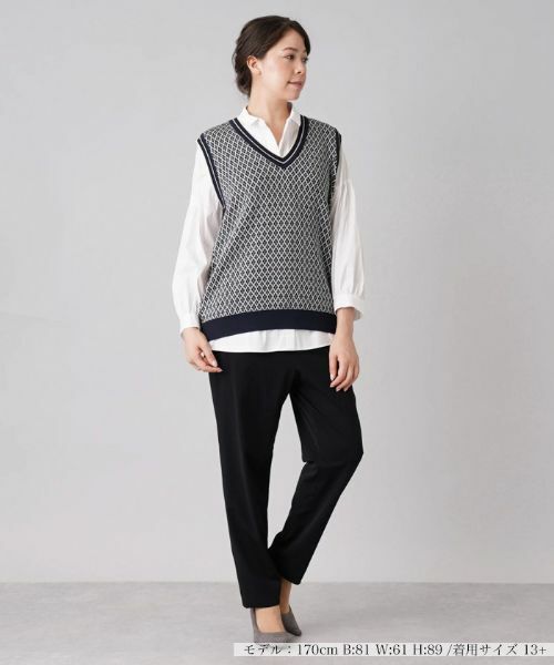 Leilian PLUS HOUSE / レリアンプラスハウス テーラードジャケット | 幾何調ジャカードニットベスト | 詳細1