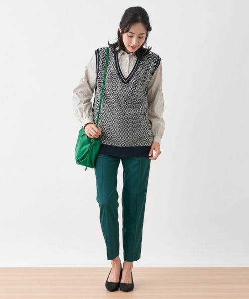 Leilian PLUS HOUSE / レリアンプラスハウス テーラードジャケット | 幾何調ジャカードニットベスト | 詳細12