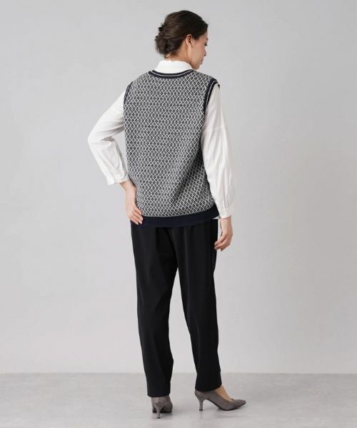 Leilian PLUS HOUSE / レリアンプラスハウス テーラードジャケット | 幾何調ジャカードニットベスト | 詳細3