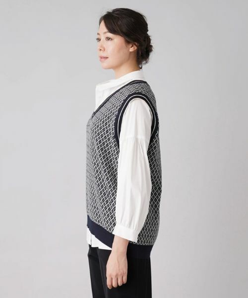 Leilian PLUS HOUSE / レリアンプラスハウス テーラードジャケット | 幾何調ジャカードニットベスト | 詳細5