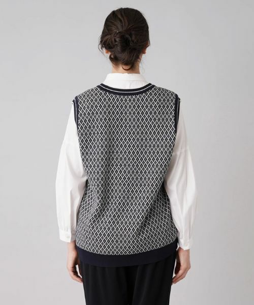 Leilian PLUS HOUSE / レリアンプラスハウス テーラードジャケット | 幾何調ジャカードニットベスト | 詳細6