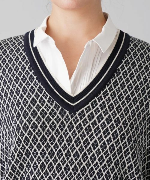 Leilian PLUS HOUSE / レリアンプラスハウス テーラードジャケット | 幾何調ジャカードニットベスト | 詳細7