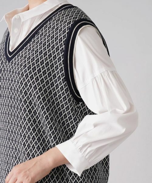 Leilian PLUS HOUSE / レリアンプラスハウス テーラードジャケット | 幾何調ジャカードニットベスト | 詳細9