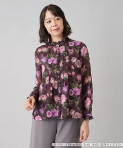Leilian PLUS HOUSE / レリアンプラスハウス シャツ・ブラウス | フラワー長袖ブラウス
