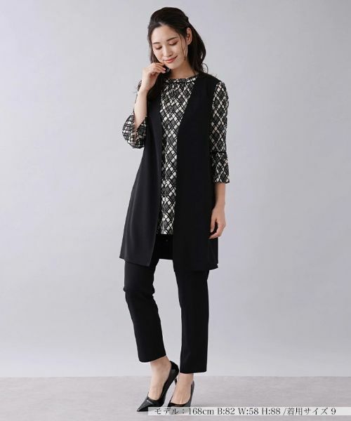 Leilian PLUS HOUSE / レリアンプラスハウス テーラードジャケット | 【店頭人気】2wayストレッチロングジレ | 詳細1