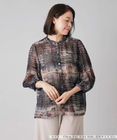 Leilian PLUS HOUSE / レリアンプラスハウス シャツ・ブラウス | プリントバルーンスリーブブラウス【ERICA】