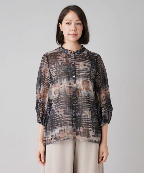 Leilian PLUS HOUSE / レリアンプラスハウス シャツ・ブラウス | プリントバルーンスリーブブラウス【ERICA】 | 詳細4
