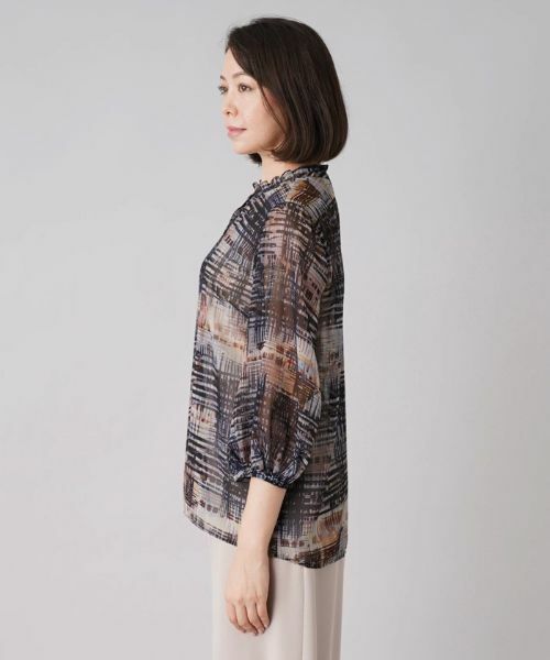 Leilian PLUS HOUSE / レリアンプラスハウス シャツ・ブラウス | プリントバルーンスリーブブラウス【ERICA】 | 詳細5