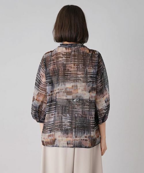 Leilian PLUS HOUSE / レリアンプラスハウス シャツ・ブラウス | プリントバルーンスリーブブラウス【ERICA】 | 詳細6