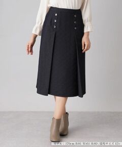 Leilian PLUS HOUSE / レリアンプラスハウス ミニ・ひざ丈スカート | 異素材切替Aラインスカート