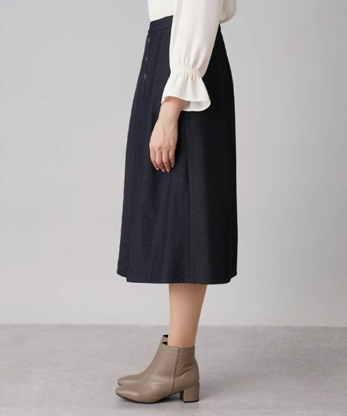 Leilian PLUS HOUSE / レリアンプラスハウス ミニ・ひざ丈スカート | 異素材切替Aラインスカート | 詳細5